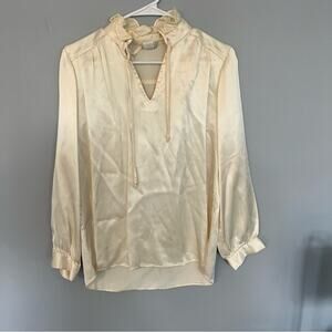 Vintage Paddle & Saddle Satin Shirt Approx Size Medium Ivory Cream Long Sleeve